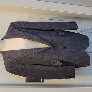 Vintage Haggar Wool Blend Chevron Herringbone Blazer Navy Blue
